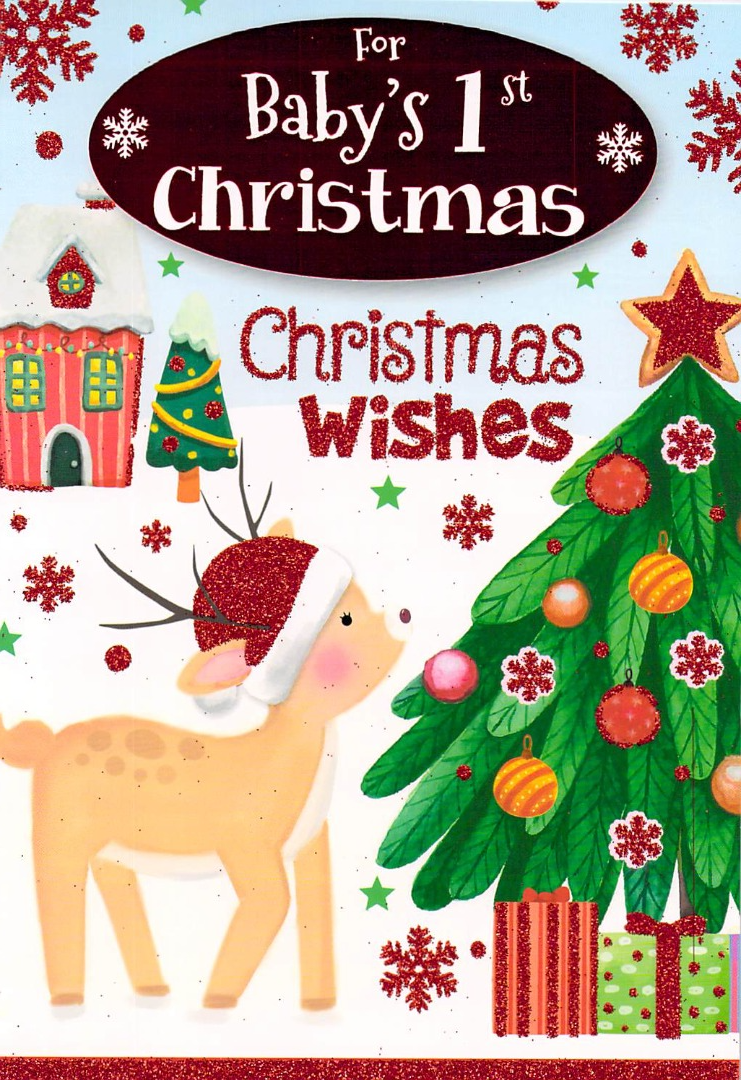 Baby 1st Christmas  - Christmas -Reindeer - Greeting Card