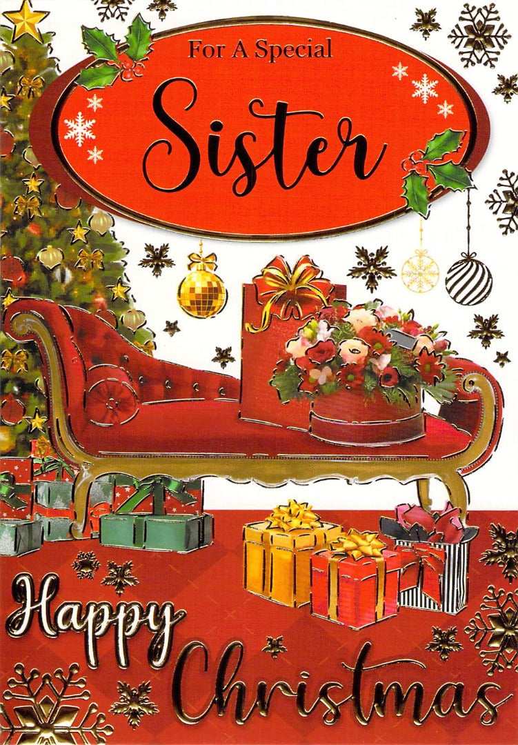 Sister - Christmas - Sleigh - Greeting Card
