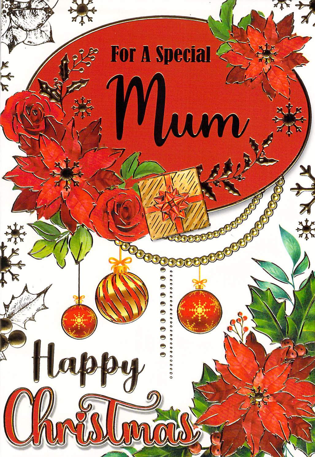 Mum - Christmas - Flowers - Greeting Card