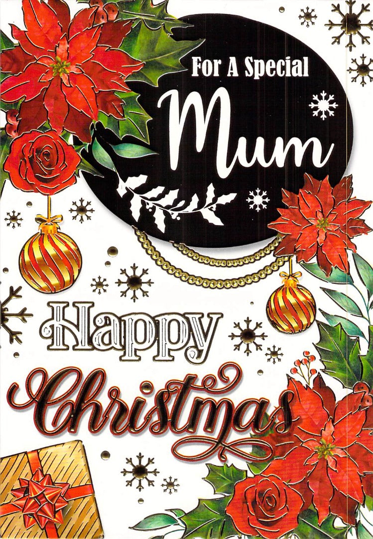 Mum - Christmas - Flowers - Greeting Card