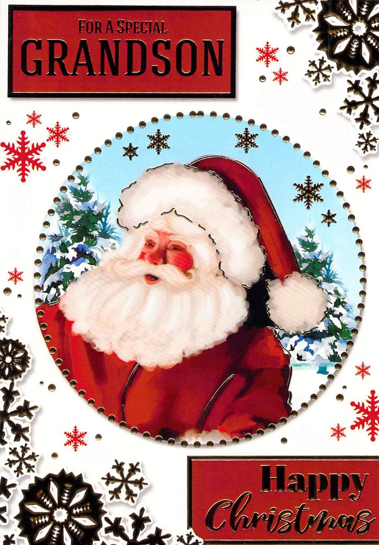 Grandson - Christmas - Santa - Greeting Card
