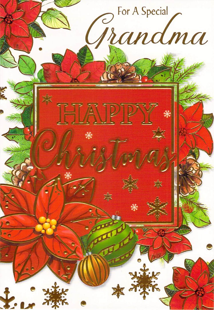 Grandma - Christmas - Flowers - Greeting Card