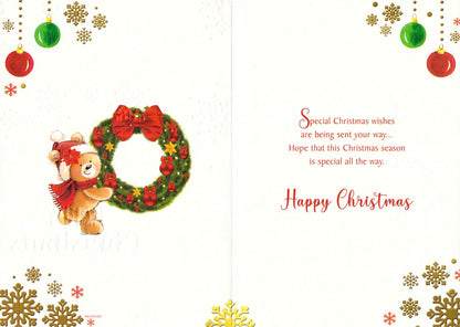 Sister - Christmas - Wreath - Greeting Card