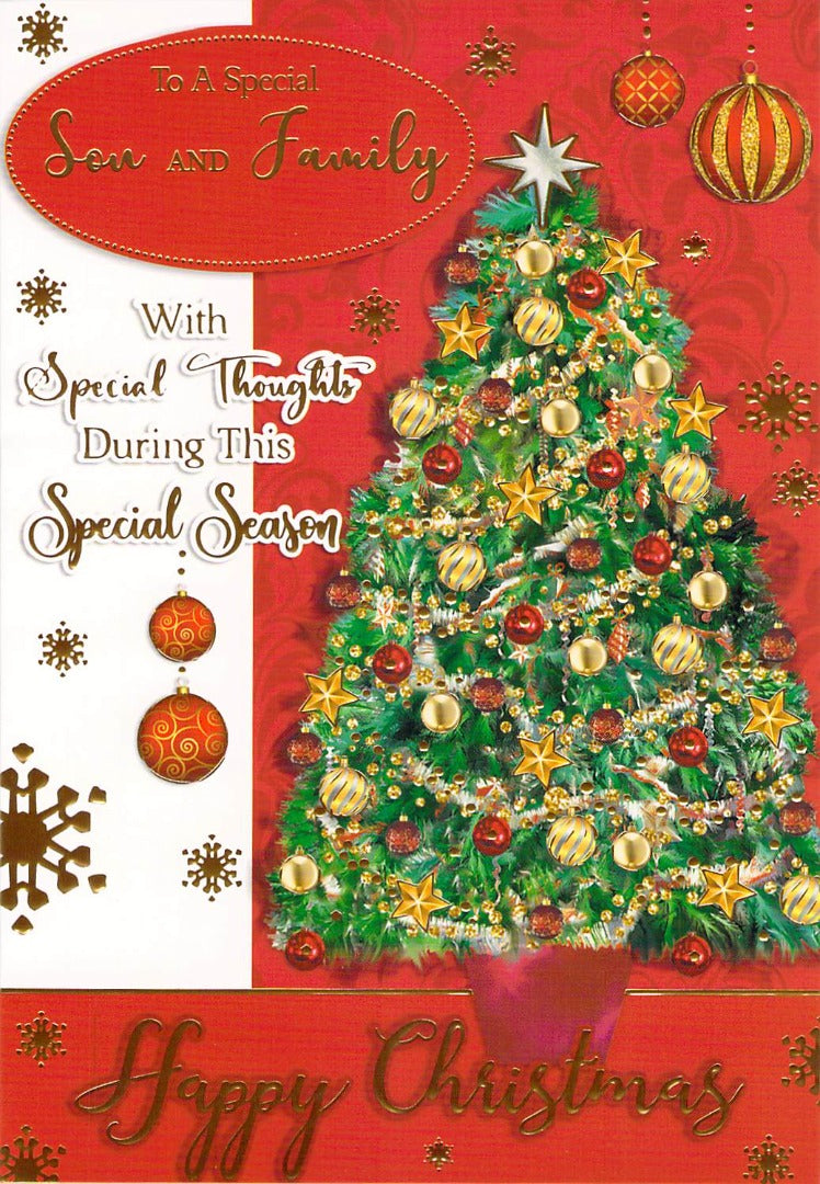 Son And Family - Christmas - Tree - Greeting Card