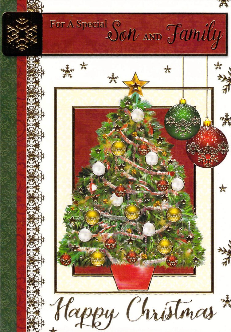 Son And Family - Christmas - Tree - Greeting Card