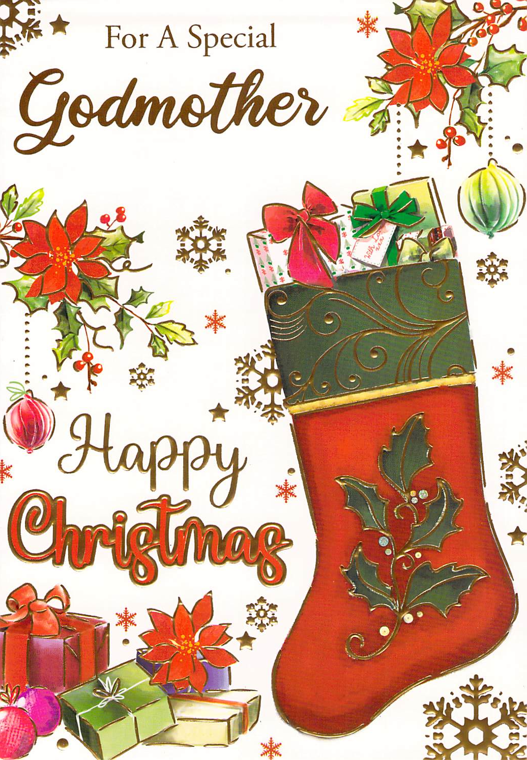 Godmother - Christmas - flowers - Greeting Card