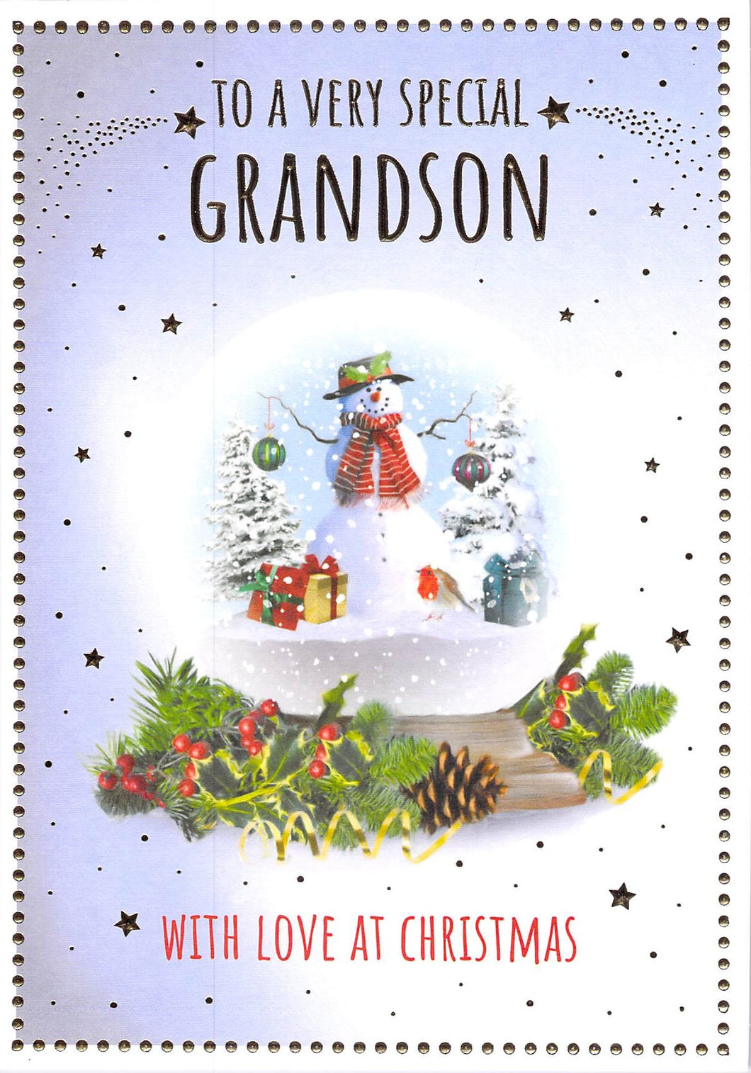 Christmas - Grandson - Snow Globe - Greeting Card  - Multi Buy Discount