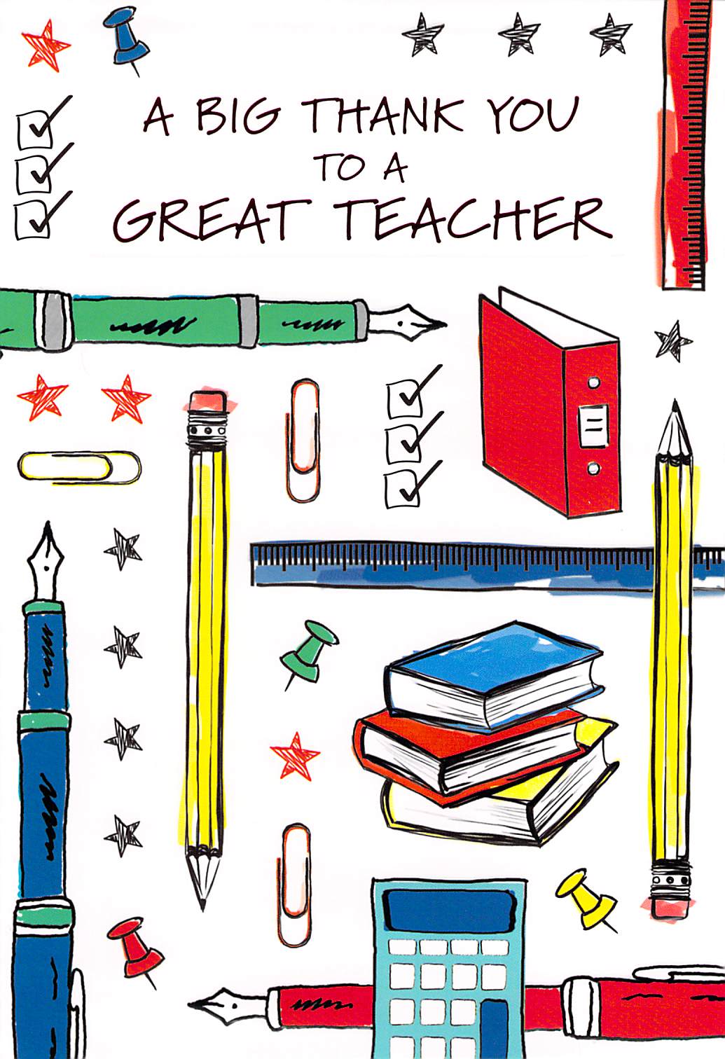 Thank You Teacher - Stationary - Greeting Card - Free Postage