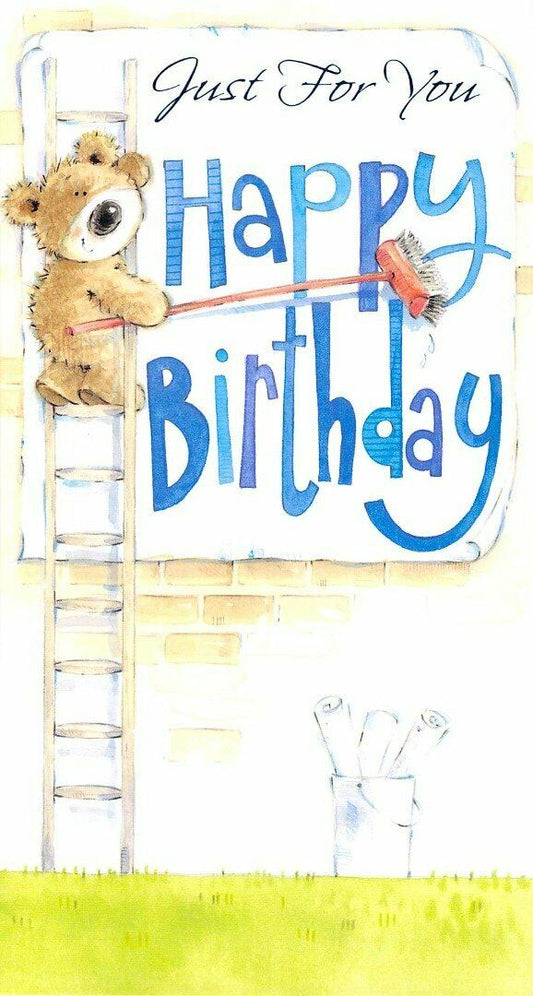 This Happy Birthday Card - Cute Teddy Bear with Ladder Design - Blue Typography is a priced at £ 1.99 from Made To Be Treasured range. Produced by Generic for excellent quality